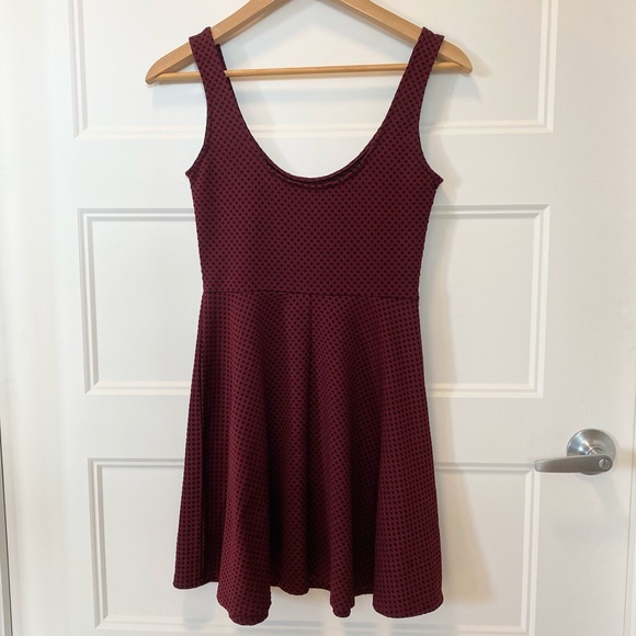 F21 Size S Maroon Red Spotted Skater Dress - Picture 3 of 9